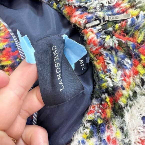 Lands' End Jacket Womens 24W Wool Blend TartanPlaid Tweed Blazer Full Zip - Picture 2 of 10